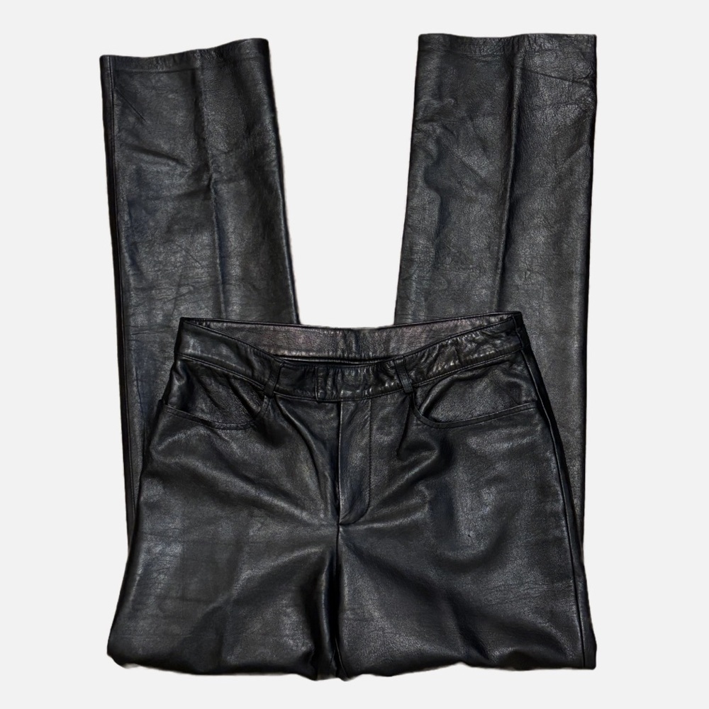 INC Genuine Leather Pants Black Size 6 Straight Leg